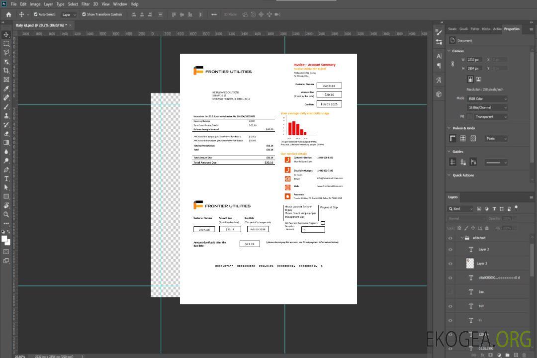 Modèle de facture de services publics pour entreprise USA Texas Frontier Utilities aux formats Word et PDF template Modèle de facture de services publics pour entreprise USA Texas Frontier Utilities aux formats Word et PDF template